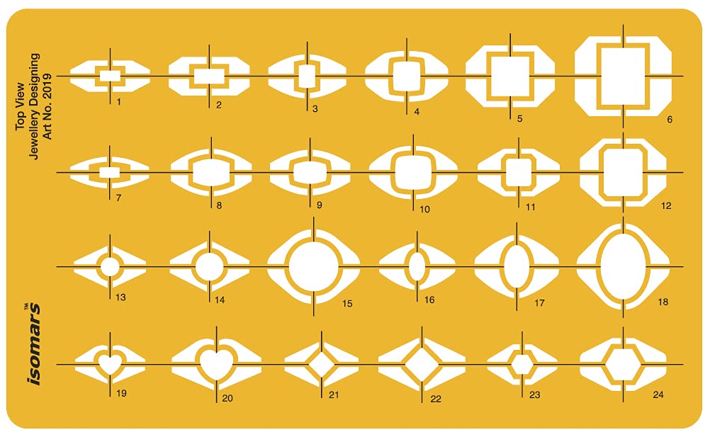 Isomars Jewelry Rings Drawing Drafting Template Stencil Combo - Set of 7 - Isomars