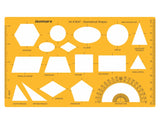 Isomars Multi Shape Geometry Template, Educational Drawing Stencil with Protractor, Measuring Ruler, Circle, Triangle, Rectangle, Pentagon, Hexagon & Ellipse for Maths, Drafting & Technical Work - Isomars