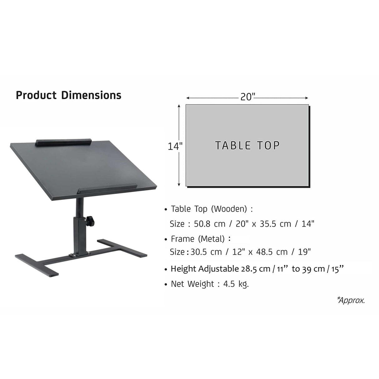 ISOMARS Multipurpose Laptop Table Study Desk & Height Adjustable Bed Table for Work from Home & Online Classes (Black) - Isomars