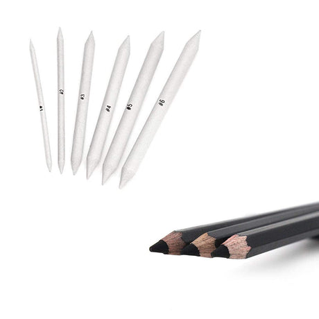 Isomars Paper Stumps Set of 6 & Charcoal Pencil Set of 3 Combo - Isomars