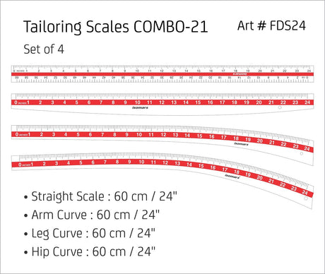 Isomars Pattern Curve with Tailoring Ruler Set of 4 - Isomars