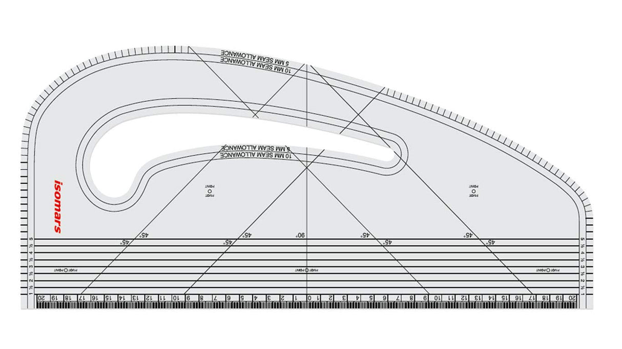 Isomars Pattern Master Curve for Neck Lines, Sleeve and Trouser Crotches Tailoring Pattern Maker - Isomars