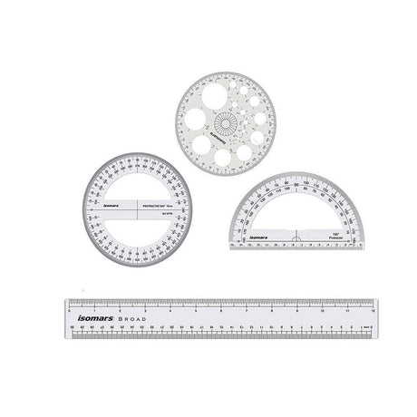 Isomars ProCircle, Protractors - 360 degree & 180 degree, with 12 inches / 30 CM Ruler - Isomars