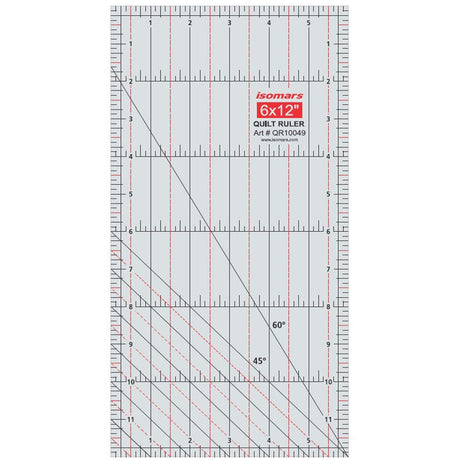 Isomars Quilt Ruler - 6 x 12 Isomars Quilting Template for Patchwork & Sewing - Isomars