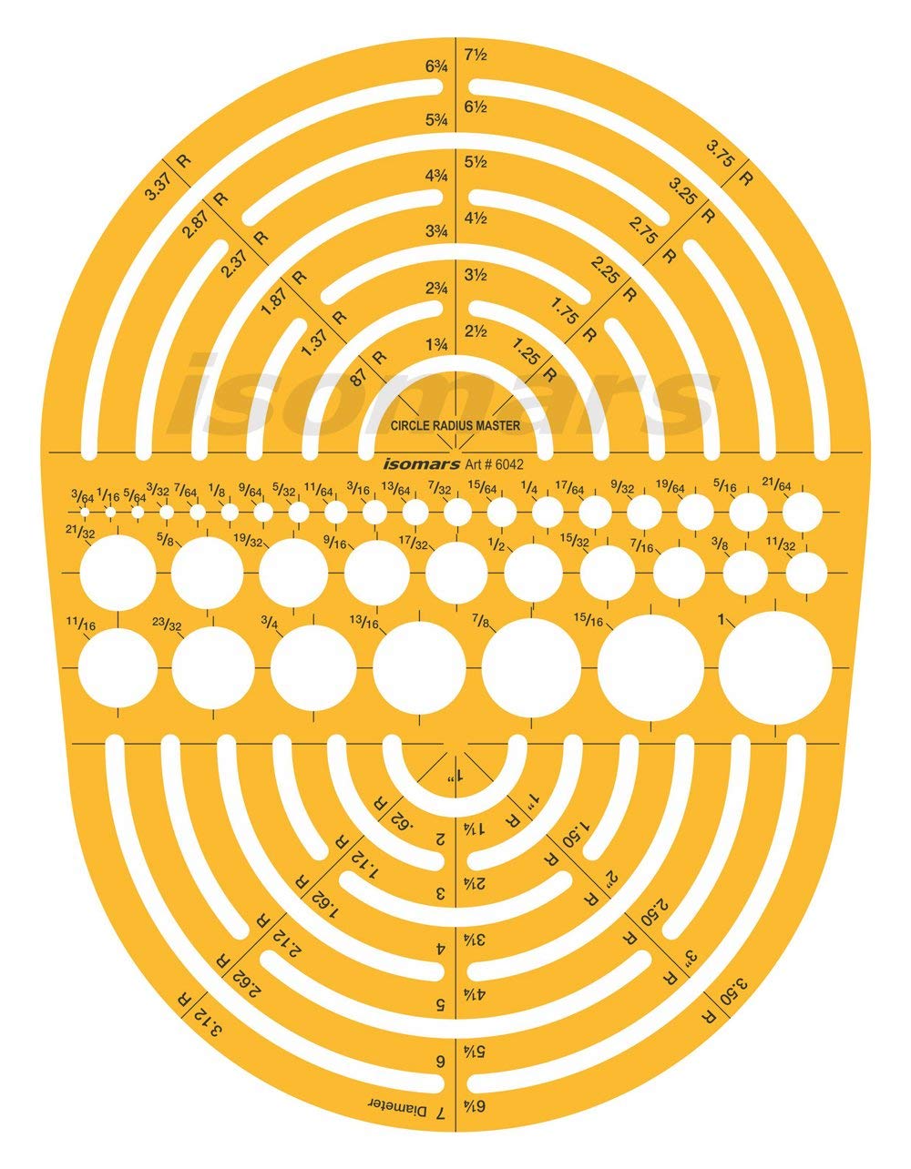 Isomars Radius Master Circle Template, Large Circle and Semi Circle Arc Drafting Stencil with Multiple Radius Measurements for Architects, Engineers, Designers, Technical Drawing & Blueprint Planning - Isomars