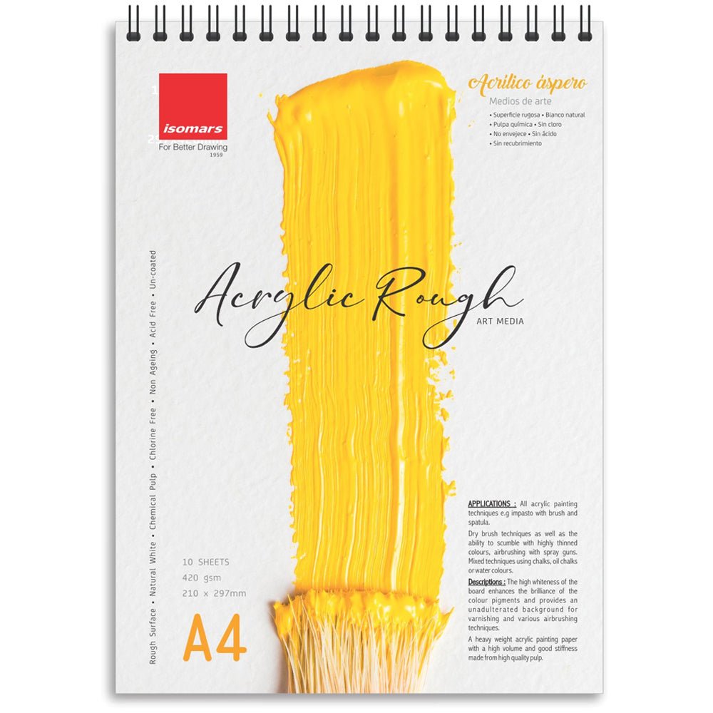 Isomars Rough Pad A4 | 420 GSM Acrylic Painting Paper Pad | 10 Sheets - Isomars