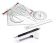 Isomars Scholar Set Squares, Protractor,12 Inch Scale - Sides Beveled with Mechanical Pencil 0.5mm, 10 Leads & Eraser - Isomars