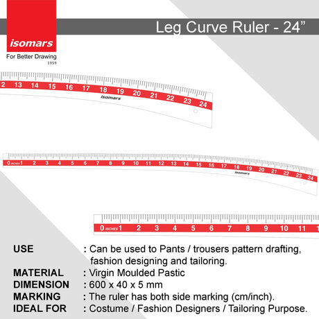 Isomars Tailoring Scale Set of 4 (Tailoring Ruler 24 inches-Set of 4-White) - Isomars