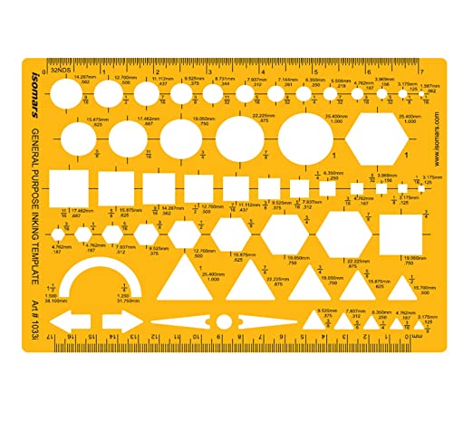 Isomars Technical Drawing Templates Set of 4 - Isomars