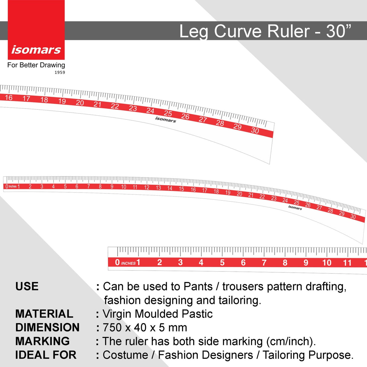 Leg Curve Ruler- 30 - Isomars