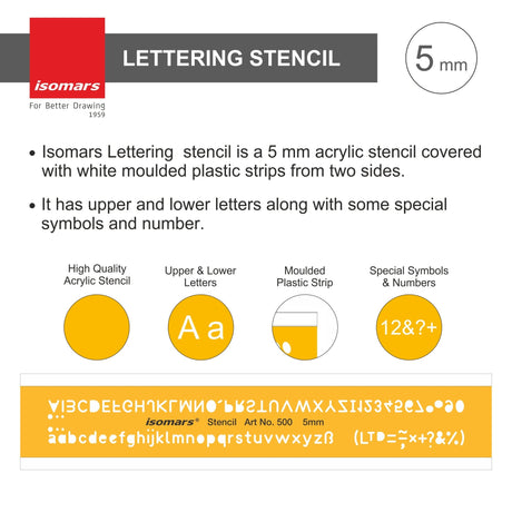 Lettering Guide Drawing Template 5mm - Isomars