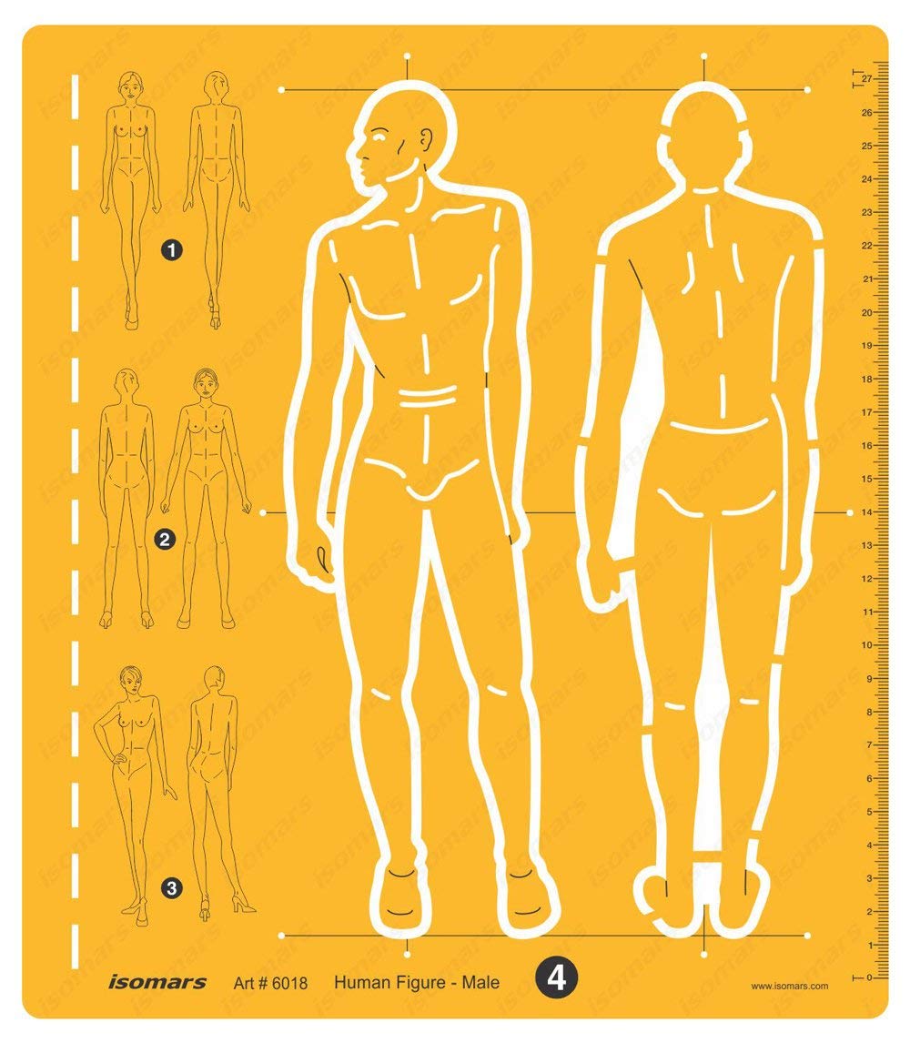 Male Human Figure Drafting and Design Template - Isomars