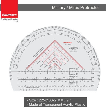 Military/Mils Protractor 9" - Isomars