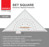 Nautical Set Square 10 Inch with Protractor | Acrylic Drafting Triangle Tool for Marine Navigation, Architecture & Engineering Drawing - Isomars