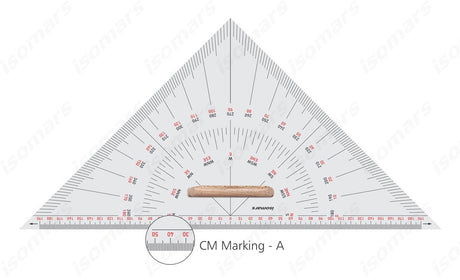 Nautical Set Square 10 Inch with Protractor | Acrylic Drafting Triangle Tool for Marine Navigation, Architecture & Engineering Drawing - Isomars