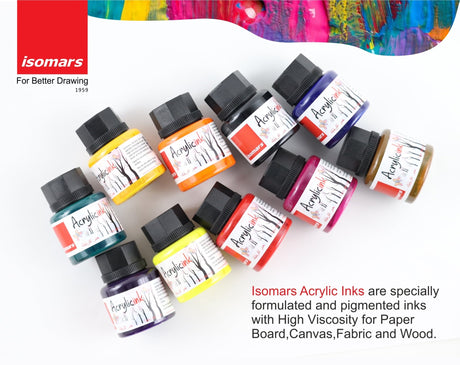 Professional Acrylic Painting Drawing Kit | Acrylic Pad, Square Colour Palette, Acrylic Ink Collection & Brush Set - Isomars