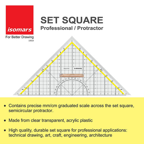 Professional Set Square 25cm /10" - Isomars