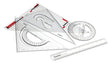 Set Squares Set of 4 | Geometry Box with Ruler & 360° Protractor | Drafting Tools Kit for Students, Engineering & Drawing - Isomars