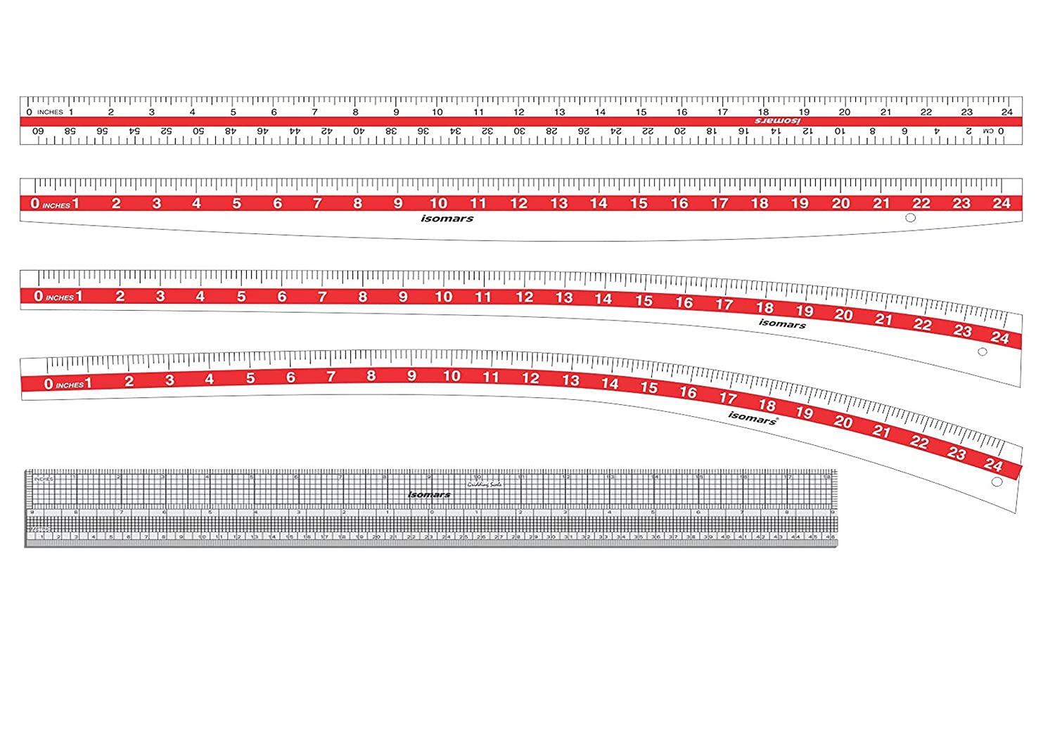 Tailoring Ruler (Set of 5) Isomars Quilting Template for Patchwork & Sewing - Isomars