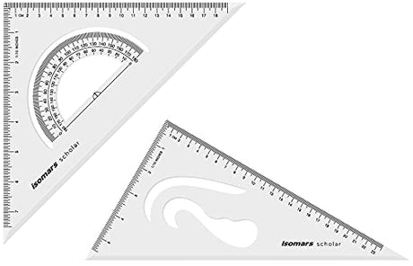 Technical Drawing Combo- 10x12 Inches Set Square, Pro Circle, 24 Inches T-Square, & Protractor - Isomars