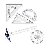 Technical Drawing Combo- 10x12 Inches Set Square, Pro Circle, 24 Inches T-Square, & Protractor - Isomars