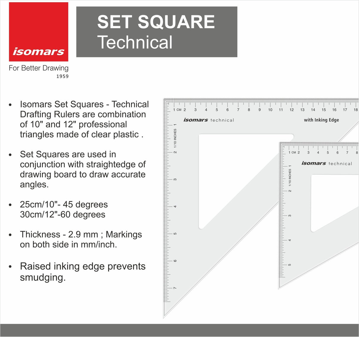 Technical Set Squares 10"x12" - Isomars