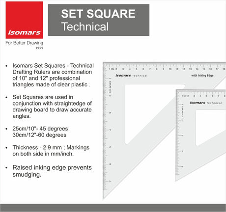 Technical Set Squares 10"x12" - Isomars