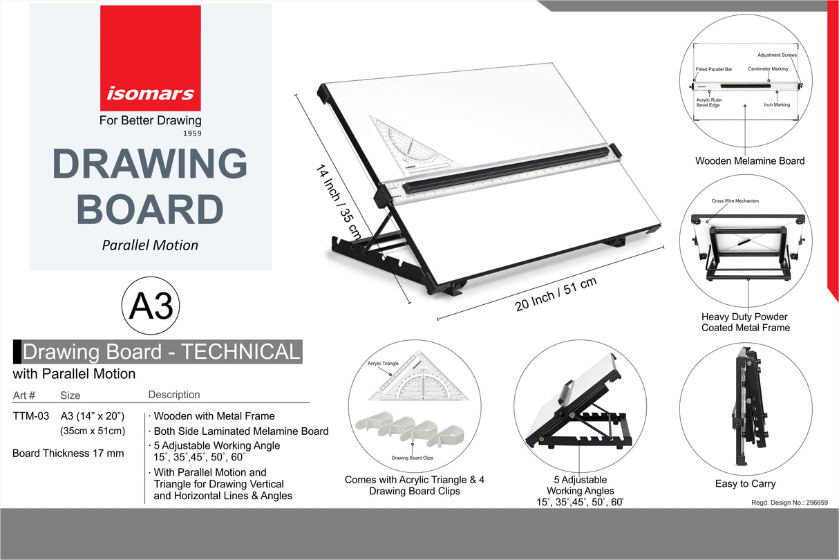 Drawing & Drafting Board (Table Model with Parallel Motion Ruler)