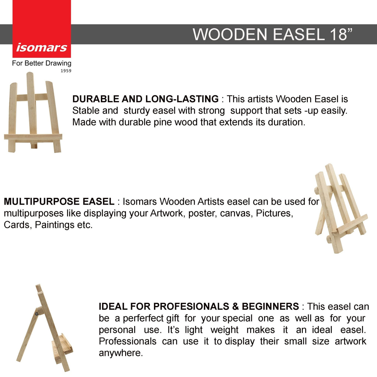 Wooden Artists Easel (18") - Isomars