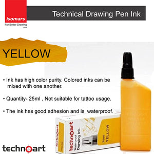 Technoart Technical Drawing Pen Ink- Yellow and Lemon Yellow Combo